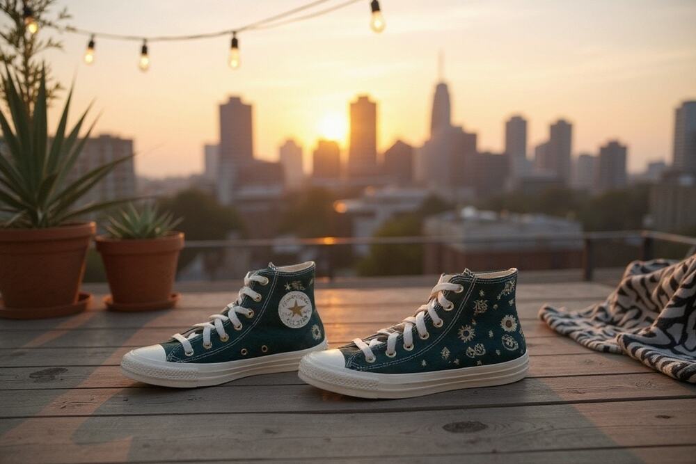 Converse Chuck Taylor All Star High Luck Charms Sneakers Teal/Gold Size: 7